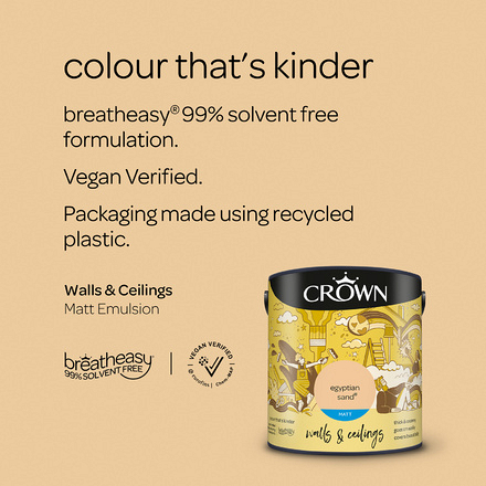 5022896 - Crown - Walls and Ceilings - Matt Emulsion - egyptian sand - 2.5L - S4