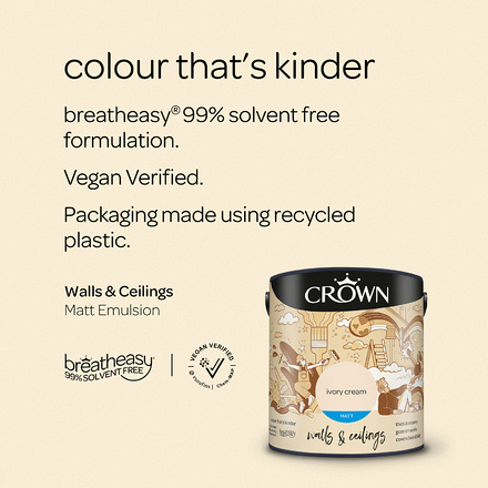 5022967 - Crown - Walls and Ceilings - Matt Emulsion - ivory cream - 2.5L - S4
