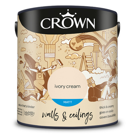 5022967 - Crown - Walls and Ceilings - Matt Emulsion - ivory cream - 2.5L - S8