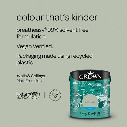 5032086 - Crown - Walls and Ceilings - Matt Emulsion - mellow sage - 2.5L - S4