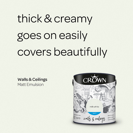 5040154 - Crown - Walls and Ceilings - Matt Emulsion - milk white - 2.5L - S3