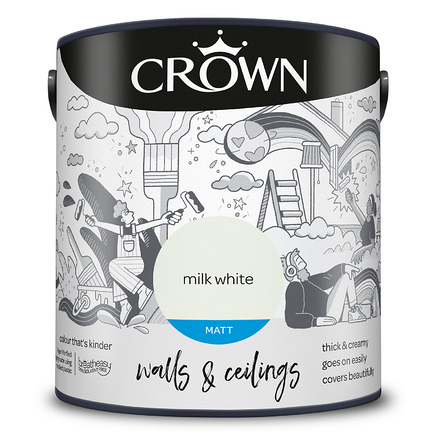 5040154 - Crown - Walls and Ceilings - Matt Emulsion - milk white - 2.5L - S8