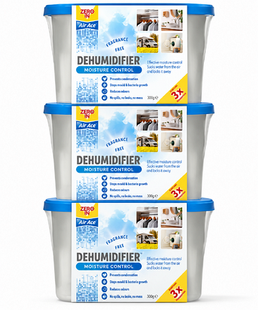 Zero In Air Ace Compact Dehumidifier Moisture Absorber 3 Pack 250ml - Image