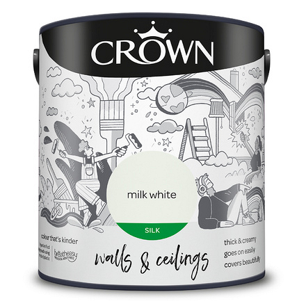 5040149 - Crown - Walls and Ceilings - Silk Emulsion - milk white - 2.5L - S8