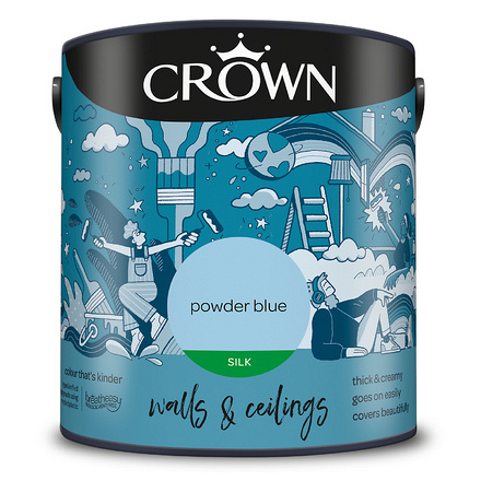 5023246 - Crown - Walls and Ceilings - Silk Emulsion - powder blue - 2.5L - S8