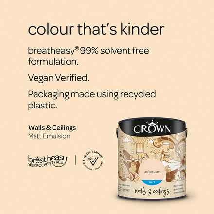 5022295 - Crown - Walls and Ceilings - Matt Emulsion - soft cream - 2.5L - S4