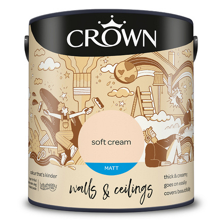 5022295 - Crown - Walls and Ceilings - Matt Emulsion - soft cream - 2.5L - S8