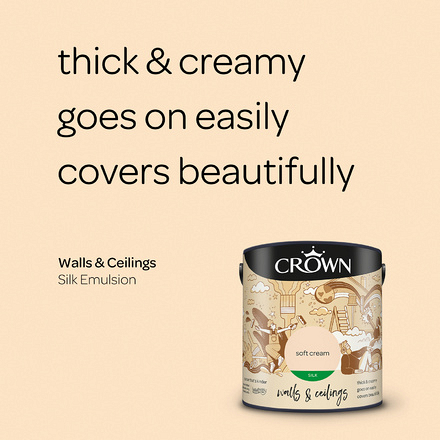 5023251 - Crown - Walls and Ceilings - Silk Emulsion - soft cream - 2.5L - S3