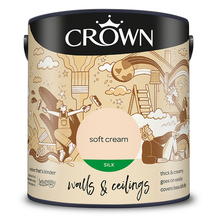 5023251 - Crown - Walls and Ceilings - Silk Emulsion - soft cream - 2.5L - S8