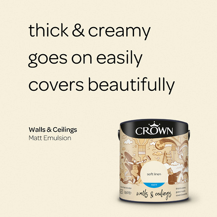 5022932 - Crown - Walls and Ceilings - Matt Emulsion - soft linen - 2.5L - S3