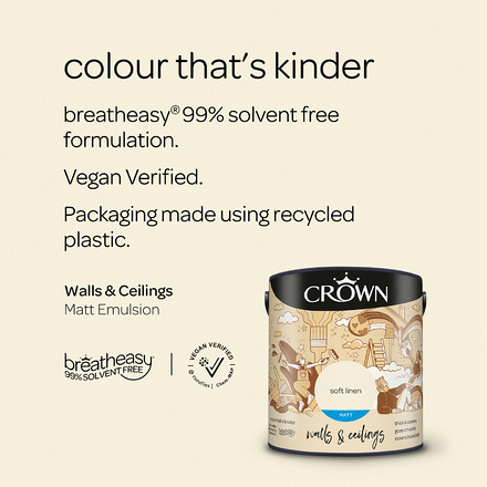 5022932 - Crown - Walls and Ceilings - Matt Emulsion - soft linen - 2.5L - S4
