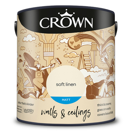 5022932 - Crown - Walls and Ceilings - Matt Emulsion - soft linen - 2.5L - S8