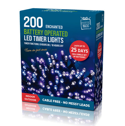 Festive Magic 200 Enchanted Battery Operated LED Christmas Lights - Image