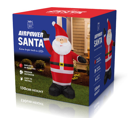 Festive Magic Airpower Inflatable Christmas Santa with built-in LED Lights, 130cm - Image