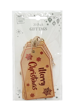Festive Magic Merry Christmas Gift Tags, Pack of 20 - Image