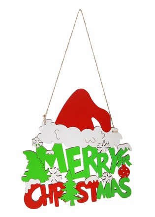 Festive Magic Red & Green Merry Christmas Hanging Plaque Decoration - Image