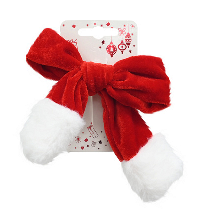 Festive Magic Red Velvet Christmas Bow Clip - Image