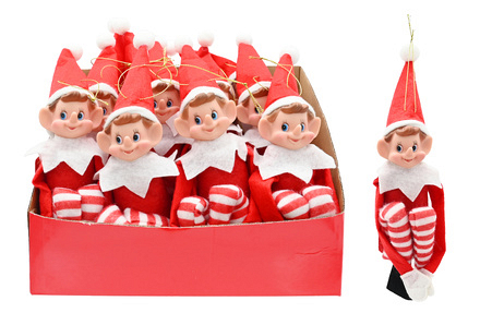 Festive Magic Hanging Christmas Elf Decoration, 33cm - Image