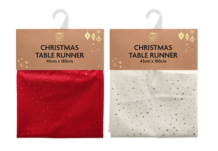 Festive Magic Velvet Christmas Table Runner, 45 x 180cm – Assorted - Image