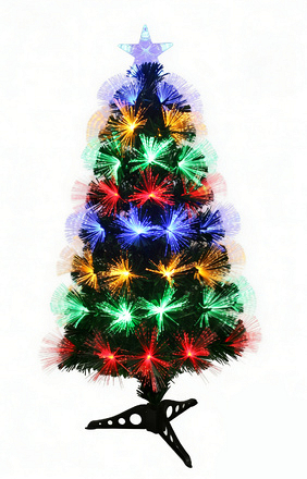 FESTIVE Festive Magic Multicolour Fibre Optic Christmas Tree with Star, 90cm - Image