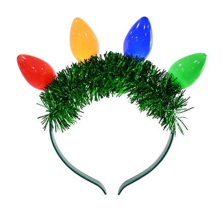 Festive Magic LED Christmas Light Bulb Tinsel Headband - Image