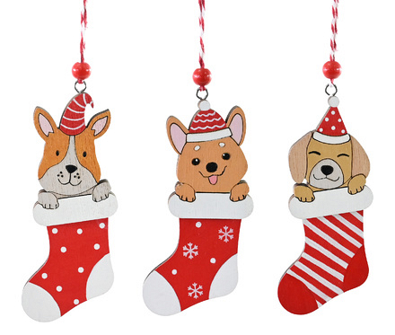 Festive Magic Christmas Dog Stocking Hanging Decoration, 3 Assorted Designs - Image
