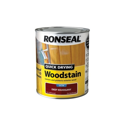 Ronseal Woodstain Quick Dry Deep Mahogany Satin 750ml - Image