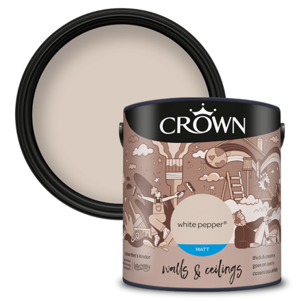 Crown Paints Matt Emulsion White Pepper 2.5L - Image