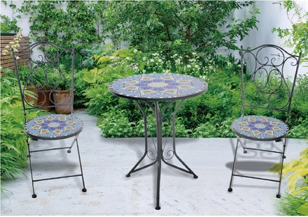 Geometric Bistro Set Ceramic / Steel - Image