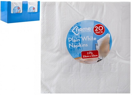 Plain White Napkins 20 Pack - Image