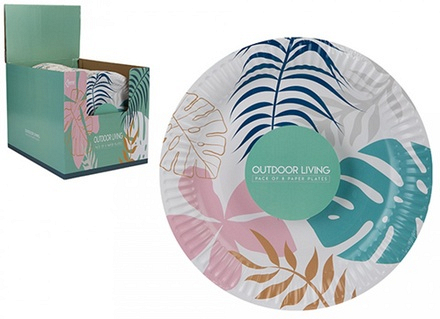 8 Pack 9inch Paper Plates Outdoor Living - Image