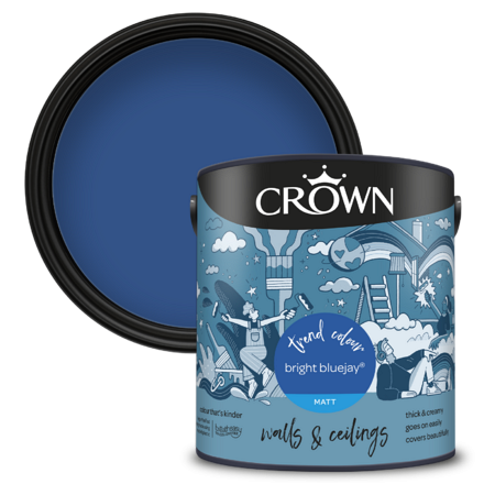 5101480 - Crown - Walls and Ceilings - Matt Emulsion - Bright Bluejay - 2.5L - Pack-Birdseye