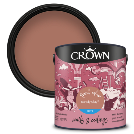 5101474 - Crown - Walls and Ceilings - Matt Emulsion - Candy Clay - 2.5L - Pack-Birdseye