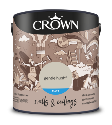 5101472 - Crown - Walls and Ceilings - Matt Emulsion - Gentle Hush - 2.5L - Pack