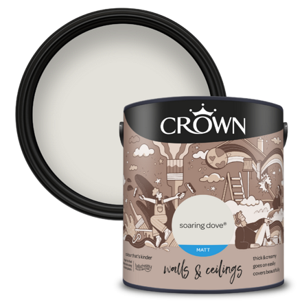 5101471 - Crown - Walls and Ceilings - Matt Emulsion - Soaring Dove - 2.5L - Pack-Birdseye