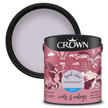 5101481 - Crown - Walls and Ceilings - Matt Emulsion - Soft Blossom - 2.5L - Pack-Birdseye