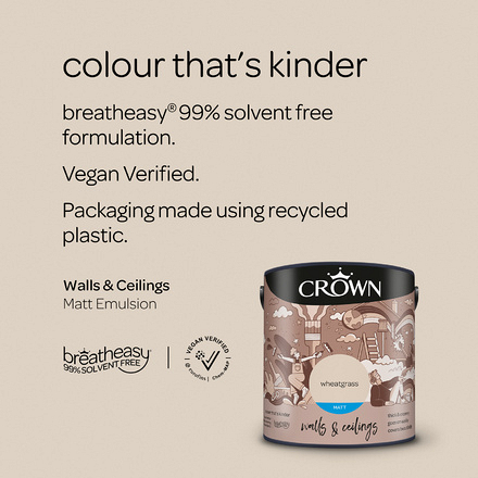 5022332 - Crown - Walls and Ceilings - Matt Emulsion - wheatgrass - 2.5L - S4