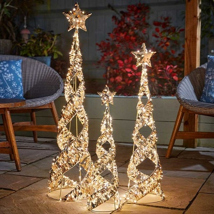 Three Kings GoldTwist Starbelisk Light Up Christmas Decoration, 60cm - Image