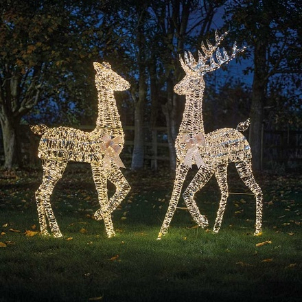 Three Kings GoldTwist Light Up Stag Christmas Decoration, 150cm - Image