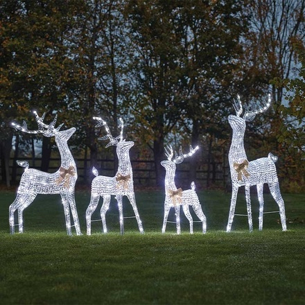 Three Kings GlitterTwist Silver Reindeer Light Up Christmas Decoration, 95cm - Image