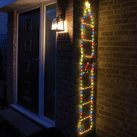 Three Kings Santa's Ladder Multi-Coloured Light Up Christmas Decoration, 2m - Image