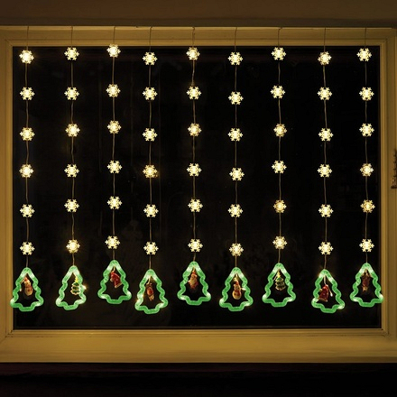 Three Kings Christmas Tree Curtain Lights, Warm White - Image
