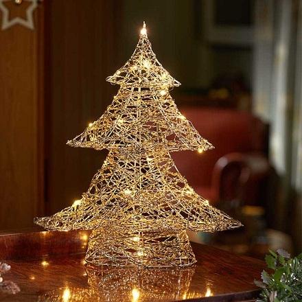 Three Kings Gold Weave WonderTree Light Up Christmas Decoration, 60cm - Image