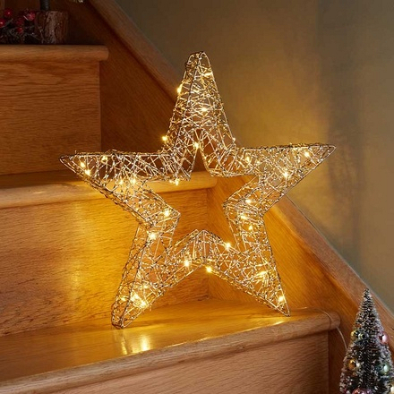 Three Kings Gold Weave WonderStar Light Up Christmas Decoration, 38cm - Image