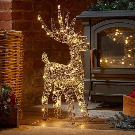 Three Kings Gold Weave WonderDeer Light Up Christmas Decoration, 43cm - Image