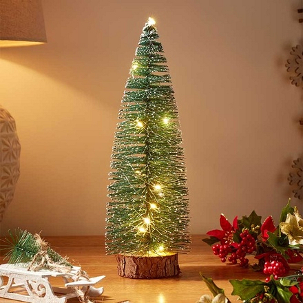 Three Kings InLit Frosted Fir Light Up Christmas Tree, 30cm - Image