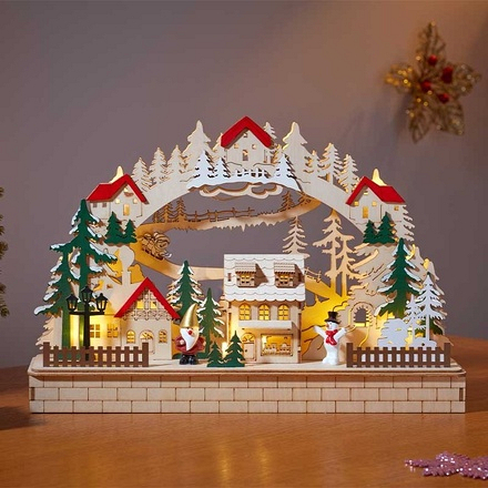 Three Kings InLit Alpine Christmas Wooden Light Up Scene, 40.5cm - Image
