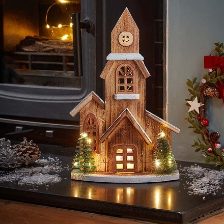 Three Kings DecorWood InLit Christmas Church, 33cm - Image