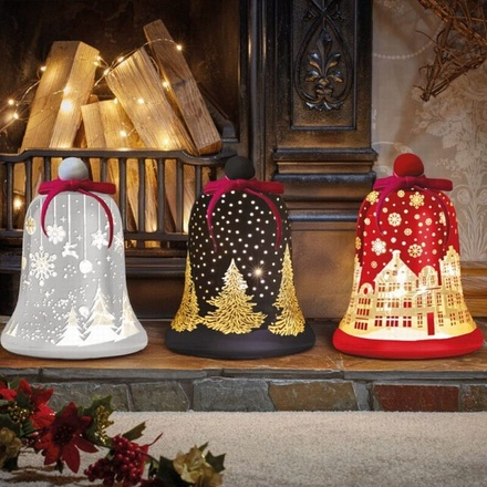 Three Kings LED Glass WonderBell Ruby Christmas Decoration, 17.5cm - Image