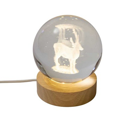 Three Kings InLit GloBall Stag Glass Christmas Light, 10cm - Image